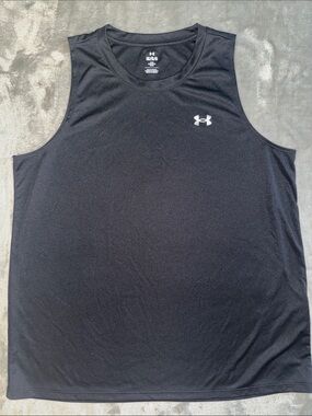 Under Armour Men's Black Performance Training Tank with White Logo